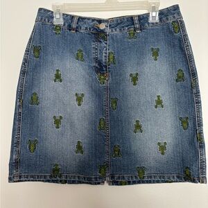 Lilly Pulitzer Denim Skirt with Green Embroidery